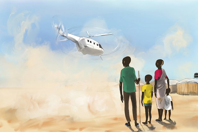 Illustraties zijn gemaakt door de Zuid-Soedanese illustrator David Angelo Loiria